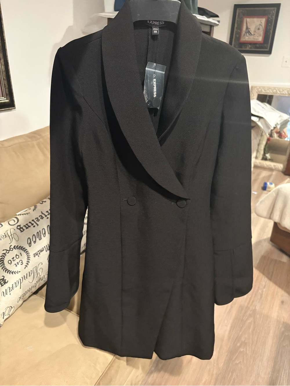 Express Black Double-Breasted Shawl Collar Blazer Jacket